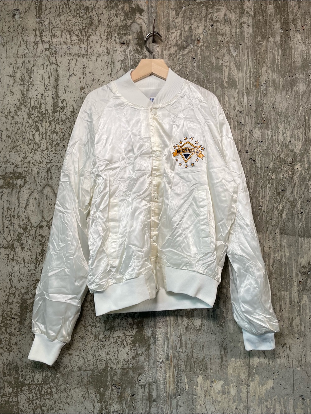 CHALK LINE Men's Vintage 80s Michigan Wolverines Satin Bomber Jacket Size M